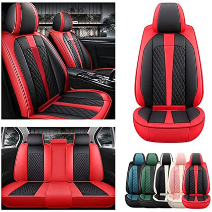 Front & Rear Seat Covers for Chevy Chevrolet Bolt EV EUV Car Seat Cover Luxury PU Leather Comfortable Stylish Black×Red