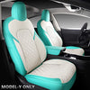 Full Coverage & Tailored Fit Faux Leather Seat Cover Set (Front & Rear) for Tesla Model Y (Tiffany & Blue)