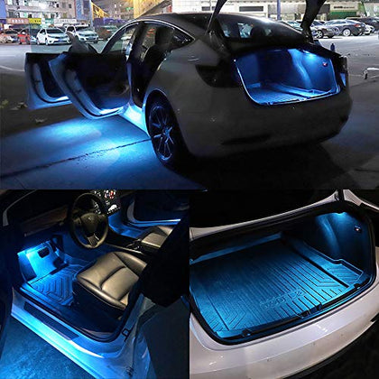 Car Interior LED Car Door Light Upgrade Lighting Replacement Ultra-bright Easy-Plug with Prying Tool Compatible Kit Glitter Lamp for Tesla Model 3 Model S Model X Model Y (ICE BLUE 4PCS)
