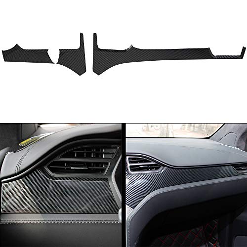 Center Console Dashboard Cover Trim for Tesla Model X Model S 2016-2021 ABS Imitation Carbon Fiber Pattern Car Interior Accessories - Middle Control Trim (Pack of 3)