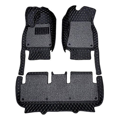 Custom Double Layered Fully Surrounded Waterproof All-Weather Nonslip Front and Second Row Floor Mats for 2019-2022 Tesla Model 3 (Black)