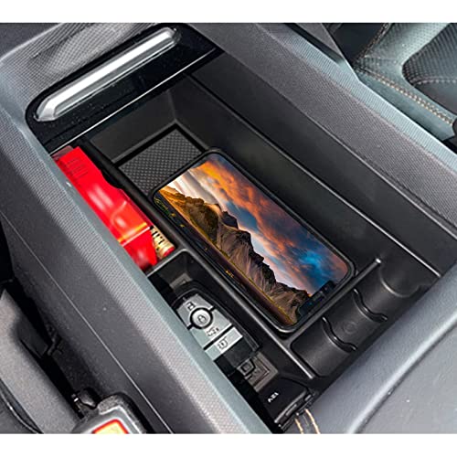 Center Console Organizer Tray Compatible with Musstang Mach-E 2021+ Interior Accessories Armrest Console Insert Box ABS Secondary Storage with 2 Sets of Non-Slip Anti-Dust Mats (Black&White Mats)