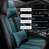 Front & Rear Seat Covers with Headrest Backrest Cushions for Chevy Chevrolet Bolt EV EUV Car Seat Cover Luxury PU Leather Comfortable Stylish Black×Blue