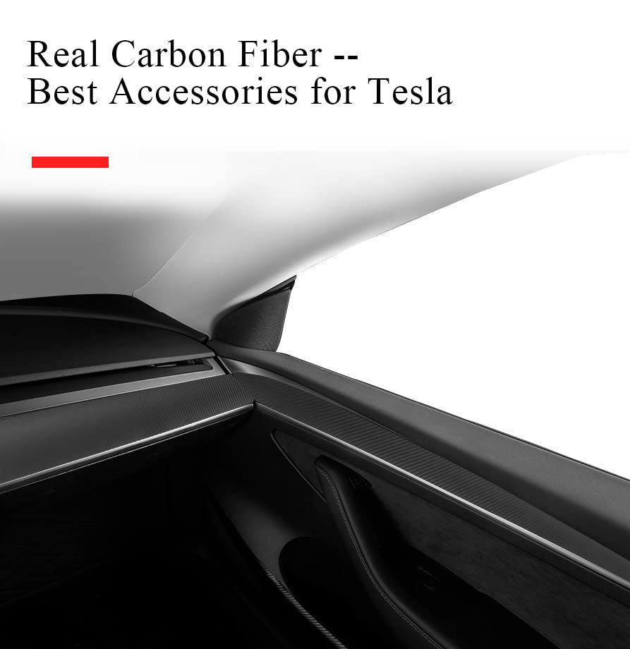 Tesla Model 3 Model Y Front Door Trim Panel Caps Real Carbon Fiber for Tesla Model 3 2018-2023 and Model Y 2020-2023. (Matte)