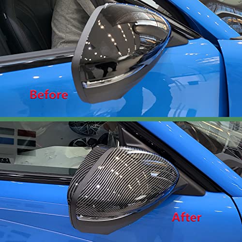 Car Rear View Mirror Rain Cover for Ford Mustang Mach-E 2021, Sun Visor Eyebrow Carbon Fiber Anti-rain Shade Guard Molding Trim Frame Accessories (Bright Carbon Fiber)