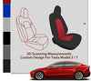 Front Custom Fit Two Tone Red/Black with Quilted Design Fully Wrapped Fabric Cloth Seat Covers for 2017-2022 Tesla Model 3 & Model Y (2 Pieces)