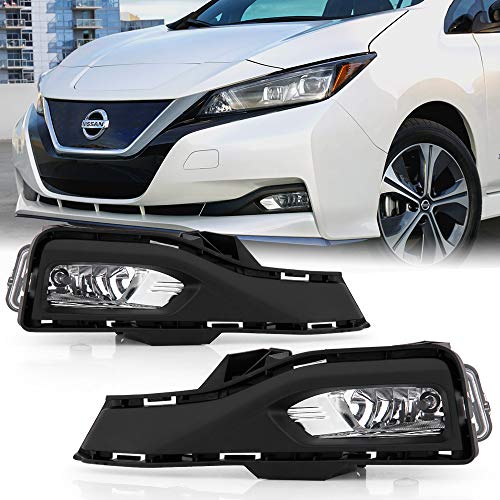 For 2018-2021 Nissan Leaf Bumper Fog Lights Driving Lamps w/Switch & Bulbs Assembly Replacement Set Left+Right