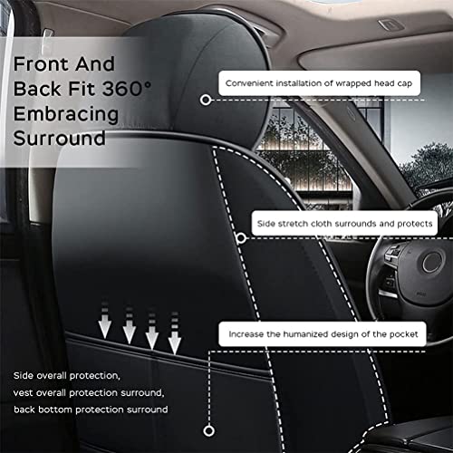 Front & Rear Seat Covers with Headrest Backrest Cushions for Chevy Chevrolet Bolt EV EUV Car Seat Cover Luxury PU Leather Comfortable Stylish Black