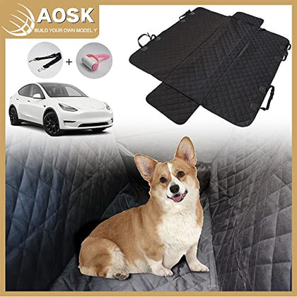 Tesla Model 3 Model Y Rear Seat Pet Cover, Waterproof Scratch Proof Nonslip Pet Dog Back Seat Covers Hammock for Model 3 Y Winter Accessories