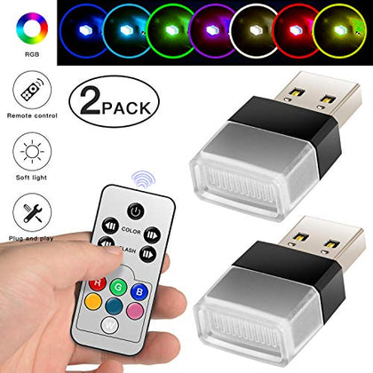 RGB USB Ambient Light for Tesla Model 3, X, & Y  Brightness Adjustable, Fade/Flash Model (Pack of 2)