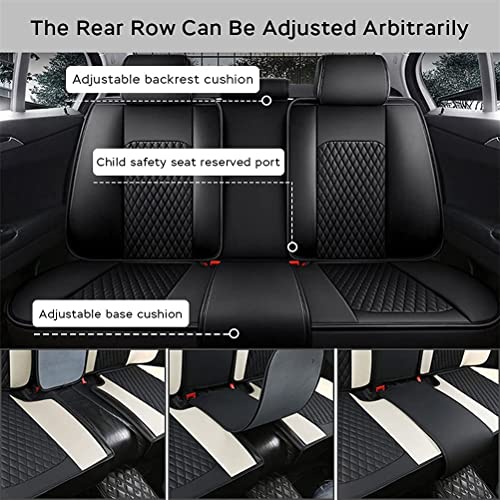 Front & Rear Seat Covers with Headrest Backrest Cushions for Chevy Chevrolet Bolt EV EUV Car Seat Cover Luxury PU Leather Comfortable Stylish Black