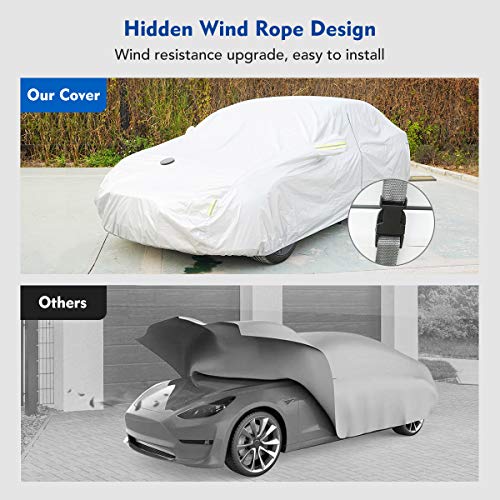 All Weather Tesla Model 3 Car Cover with Unique Zipper Design and a Multifunctional Storage Bag
