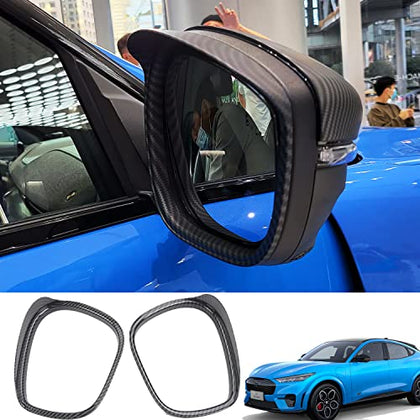 Carbon Fiber Mirror Rain Visor Cover Trim Exterior Accessories for Mustang Mach E