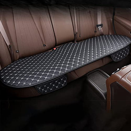 1 Piece Back Row Car Interior Seat Cushion Cover for Jaguar E-PACE F-PACE I-PACE XE XF XFR XJ6 X-Type S-Type PU Leather Diamond Mats (Black Beige)