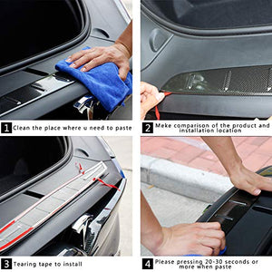 Front & Rear Stainless Steel Trunk Bumper Protector Guard Sill Plates for 2016-2020 Tesla Model X  (Imitation Carbon Fiber)