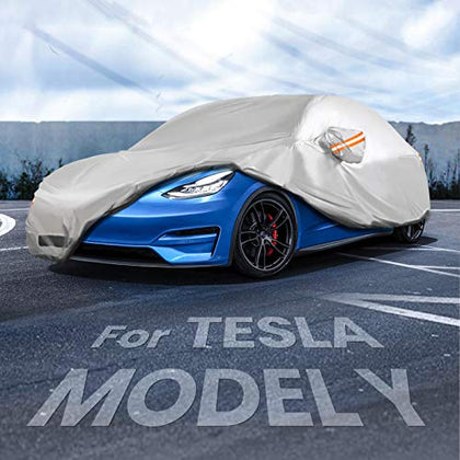 Migaven 6 Layers Car Cover Custom Fit for Tesla Model Y Car Cover 2020-2023  Waterproof Full Exterior Cover Rain Snow Protection with Charging Port