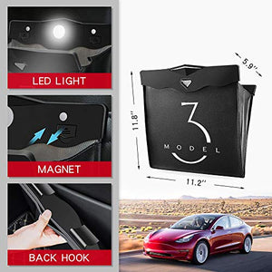 Garbage Storage Bag Interior Accessories Trash Can LED Light for Tesla  Model 3/Y