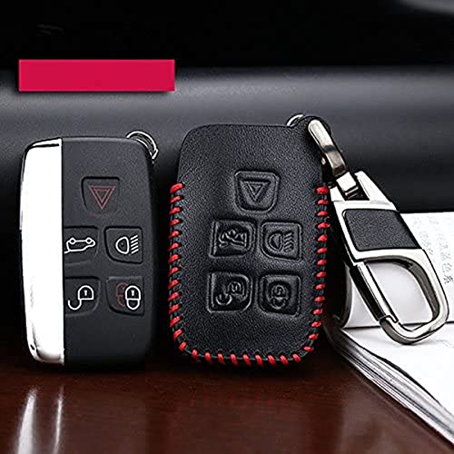 Genuine Leather fob Key Cover for Jaguar Accessories Keychain fit Xf XE XJ F-PACE XFJ i-pace 4 Freelander 2 Key Chain case Holder Shell Bag (5buttons)