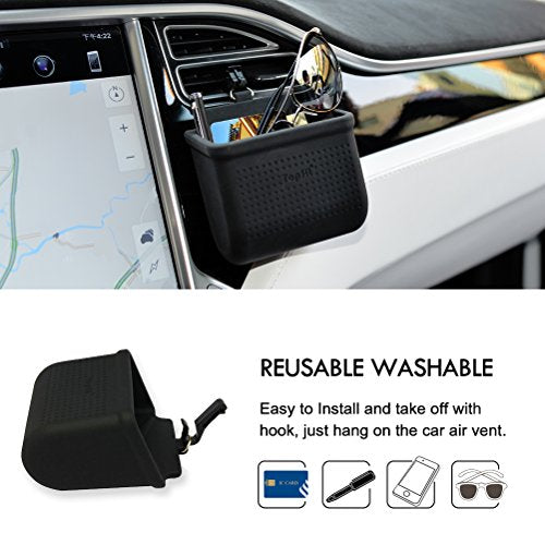 Air Vent Storage Organizer with Hook for Tesla Model S & X - Black