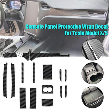 Matte Black Carbon Fiber Center Console Dashboard Vinyl Wrap Cover Kit for Tesla Model X & Tesla Model S