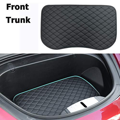 Model 3 Front and Rear Trunk Mat All-Weather Protective Mats for Tesla Model 3 2018 2019 2020 2021 Liners Waterproof Leather Cushion (Black)