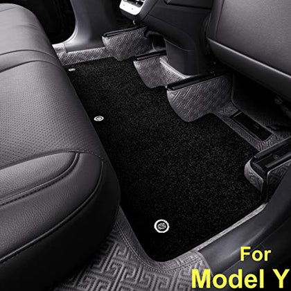 Floor Liner Fit for Tesla Model Y 2020 2021 Fully Embedded No Edge Customized Floor Mat Frunk Trunk Blanket-Non-Slip Waterproof Car Carpet Protect All Weather (Grey)