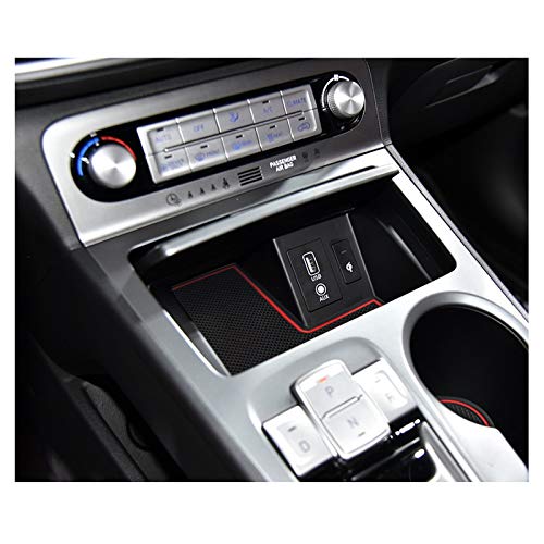 Car Interior Door Slot Mats Non-Slip Gate Slot Pad Fit for 2020 2021 Hyundai Kona EV Car Slot Mats Cup Holder Inserts Coaster Pad Decoration Rubber Mat (Red)