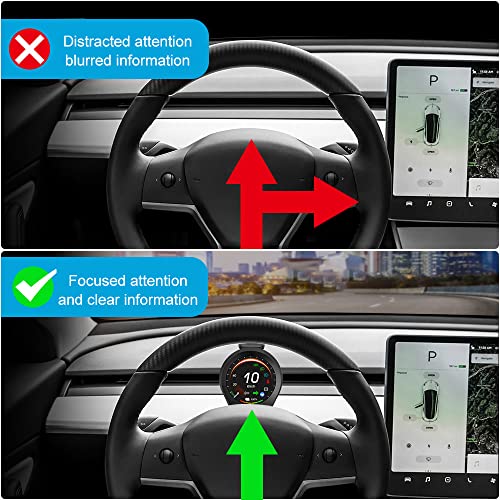 Head Up Display HUD Car Dashboard Instrument Cluster for Tesla Model 3 & Y Speedometer Wireless Charging Holder Mount