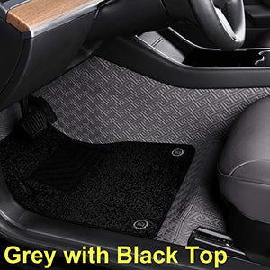 Floor Liner Fit for Tesla Model 3 2020 2021 Fully Embedded No Edge Customized Floor Mat Frunk Trunk Blanket-Non-Slip Waterproof Car Carpet Protect All Weather(Grey)