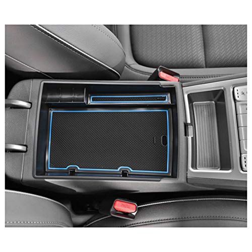 Center Console Organizer Customized for 2018 2019 2020 Kona EV Insert ABS Black Materials Tray Armrest Box Glove Secondary Storage Box with Coin and Glass Holder (Blue)