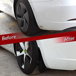 Glossy Red Mud Flaps for Tesla Model 3 Splash Guards, Mud Guards, No Drilling Required Front Rear Mudguard Kit, Fits Tesla Model 3 2017 - 2022 (Set of 4)