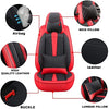 Front Seat Covers with Headrest Backrest Cushions for Chevy Chevrolet Bolt EV EUV Car Seat Cover Luxury PU Leather Comfortable Stylish Black×Red