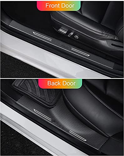 Carbon Fiber Front and Rear Door Sill Protectors for 2020-2022 Tesla Model Y (Protective Film Modification）