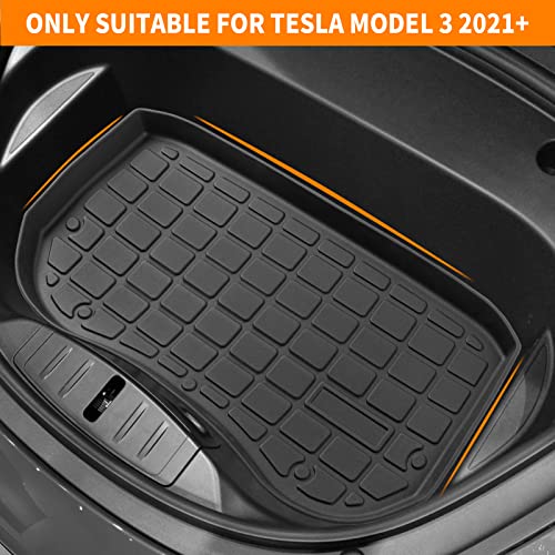2021 2022 Tesla Model 3 Frunk Mat Rear Trunk Mats Cargo Liner Floor Mats All Weather Tesla Model 3 Accessoriess (Set of 6 Mats 2021-2022)
