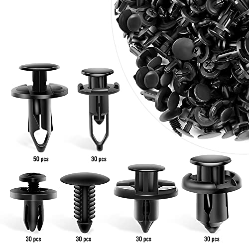 GRC-47 Universal Plastic Fender Clips,200 Pcs Push Bumper Fastener Rivet Clips with 6 Size Auto Body Retainer Clips Bumpers,Car Fender Replacement for Tesla Model S, 3,  X, & Y