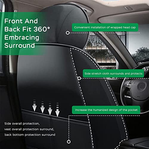 Front & Rear Seat Covers with Headrest Backrest Cushions for Chevy Chevrolet Bolt EV EUV Car Seat Cover Luxury PU Leather Comfortable Stylish Black×Green