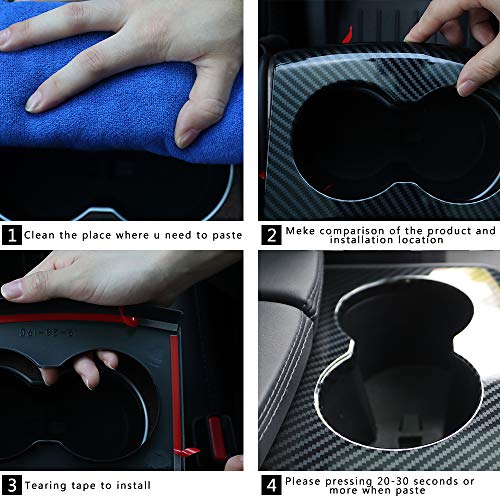 Center Console Pad Center Cup Holder Frame Cover for Tesla Mode X Model S 2016-2019 Imitation Carbon Fiber Car Accessories (Pack of 2)