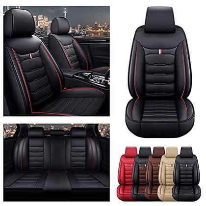 Front & Rear Seat Covers for Chevy Chevrolet Bolt EV EUV Car Seat Cover Luxury PU Leather Comfortable Wear Resistant Black×Red