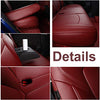 All Weather Synthetic Leather Comfortable Seat Covers for 2020-2022 Tesla Model Y (Wine Red)