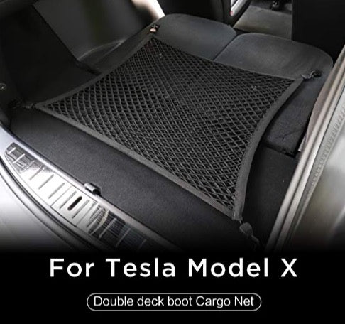 Double Deck Boot Cargo Net for Tesla Model X 2017-2020 Prevent Items from Rolling and Falling