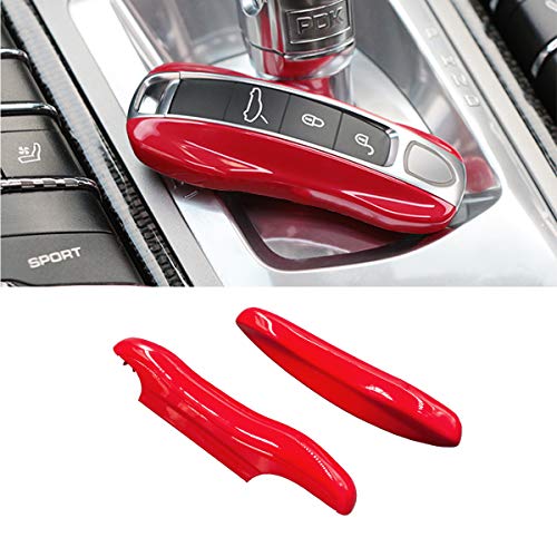 2PCS Glossy Red Key Fob Cover for Cayenne Panamera 2018-2021/911 Carrera 2020 2021 /Taycan 2020 2021, Remote Key Covers Painted Keyless Entry Key Protectors