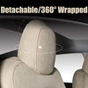 All Weather, Breathable, Airbag Compatible, Customized Synthetic Linen Fabric Seat Covers for 2020-2022 Tesla Model Y (Beige Fabric)