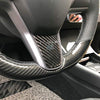 Black Perforated Leather & Carbon Fiber Auto Steering Wheel Cover Hand-Stitch on Wrap Fit for Tesla Model 3/Tesla Model Y