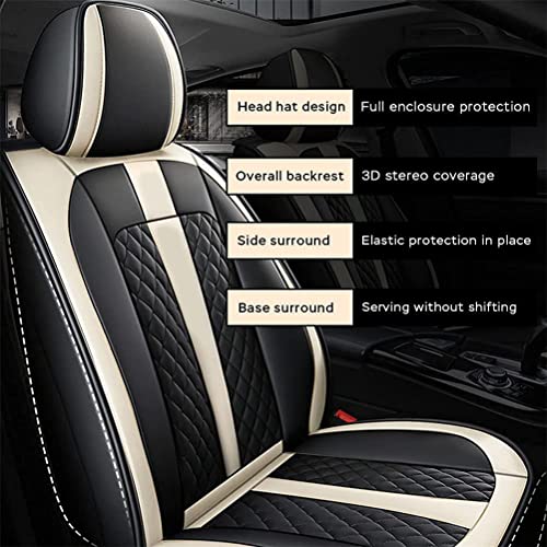 Front Seat Covers for Chevy Chevrolet Bolt EV EUV Car Seat Cover Luxury PU Leather Comfortable Stylish Black×Beige