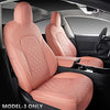 Full Coverage & Tailored Fit Faux Leather Seat Cover Set for Tesla Model 3 (Pink)