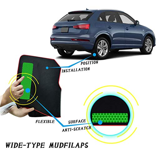 Car Mud Flaps Fit for Jaguar I-pace, PVC Soft Material Mud Guards with Splash, Scratch and Abrasion Resistance,4 Pcs （Green Reflective Strip）