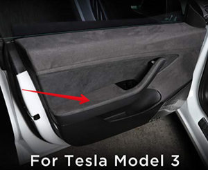 Gray Alcantara Suede Inner Door Handle Wrap/Sticker for Tesla Model 3 2017-2021+