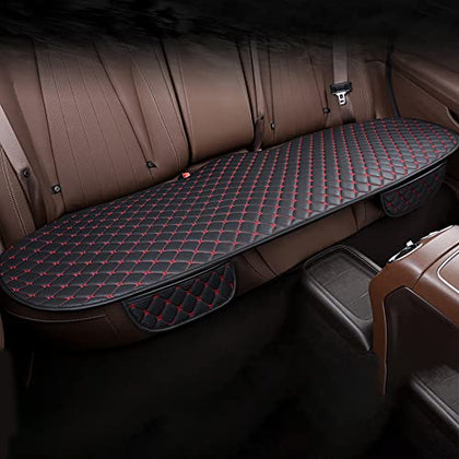 1 Piece Back Row Car Interior Seat Cushion Cover for Jaguar E-PACE F-PACE I-PACE XE XF XFR XJ6 X-Type S-Type PU Leather Diamond Mats (Black Red)