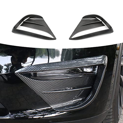 Front Fog Light Trim Cover for Tesla Model Y 2020-2022 Accessories, Fog Lamp Frame Blade Trim,Eyebrow Cover Trim Frame Exterior Decoration, Car Exterior Accessory (Matte carbon fiber)