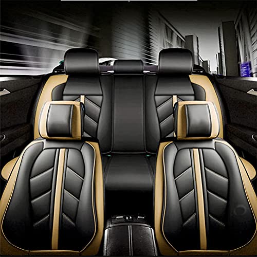 Front & Rear Seat Covers for Chevy Chevrolet Bolt EV EUV Car Seat Cover Luxury PU Leather Sporty Breathable Comfortable Beige×Black